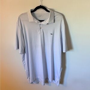 Vineyard Vines Light Blue & White Striped Polo Shirt